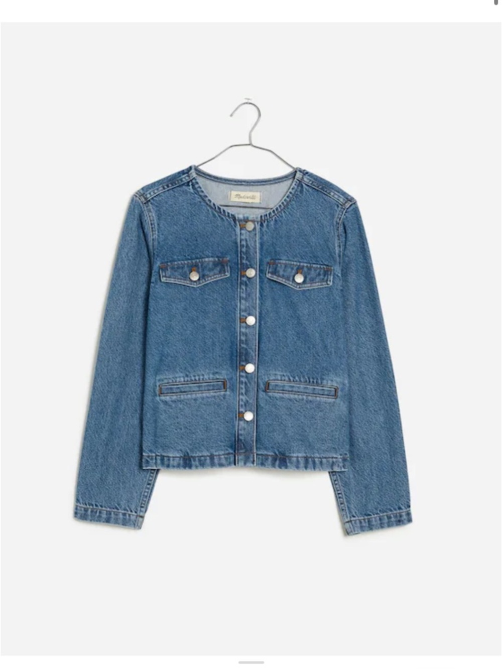 Madewell Denim Collarless Jacket - Blue